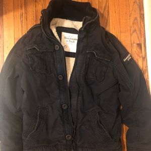 A&F Men’s large navy parka cotton